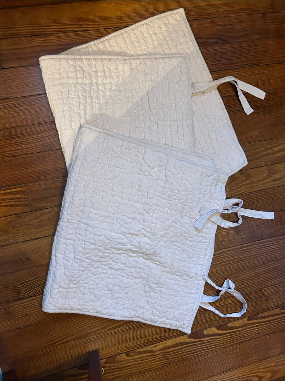 2 Pottery Barn King Quilted Pillow Shams with Tie Closures - Pale Pink
